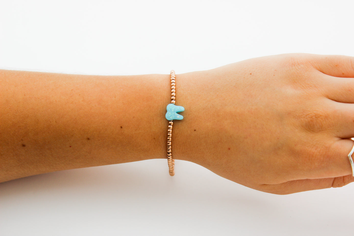 Ocean Light Blue Rose Gold Opal Bracelet