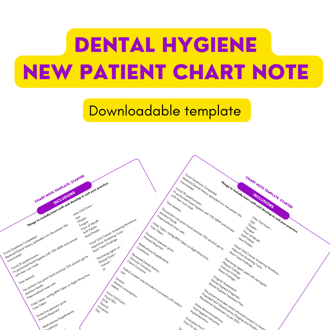 NEW PATIENT Dental Hygiene Chart Notes Template Toothlife