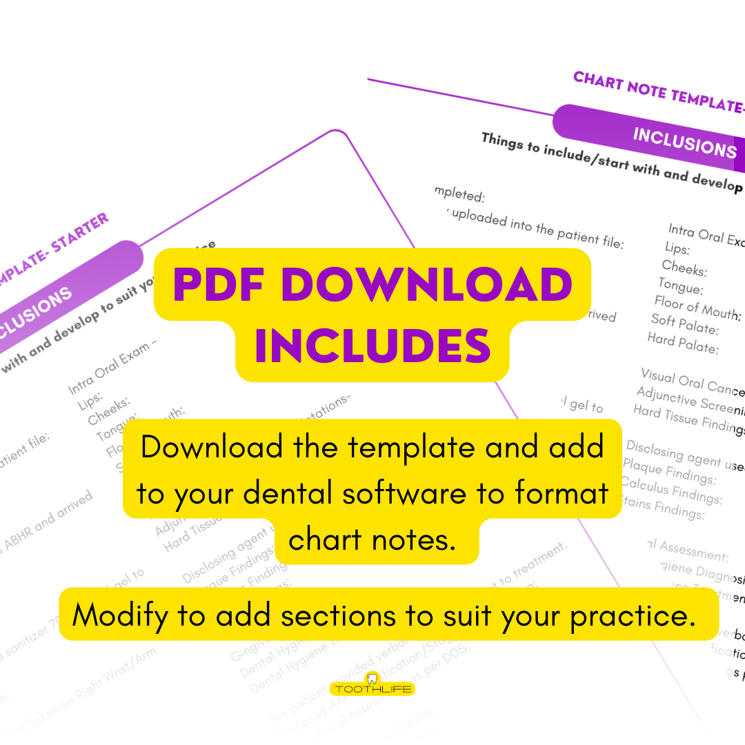 NEW PATIENT Dental Hygiene Chart Notes Template Toothlife