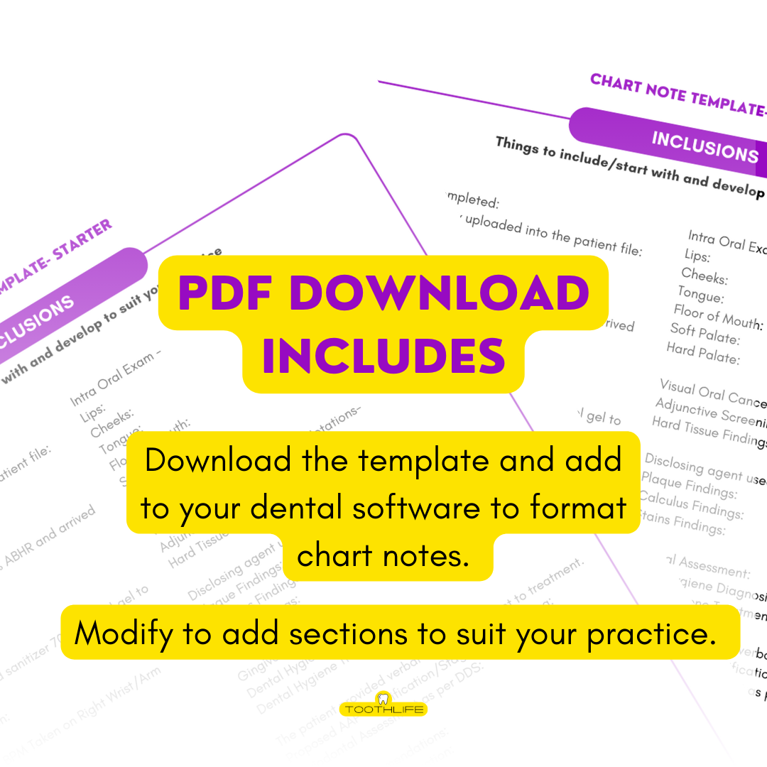 NEW PATIENT- Dental Hygiene Chart Notes Template