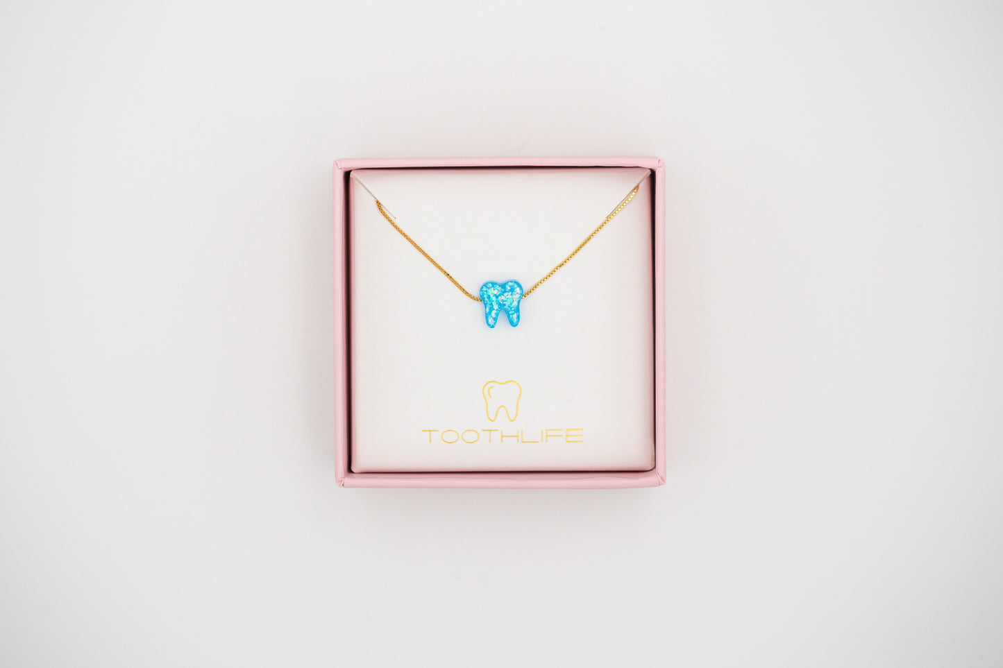 Azure Blue Gold Opal Necklace - Toothlife