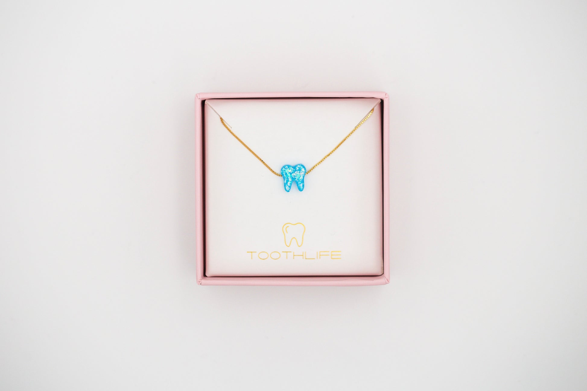 Azure Blue Gold Opal Necklace - Toothlife
