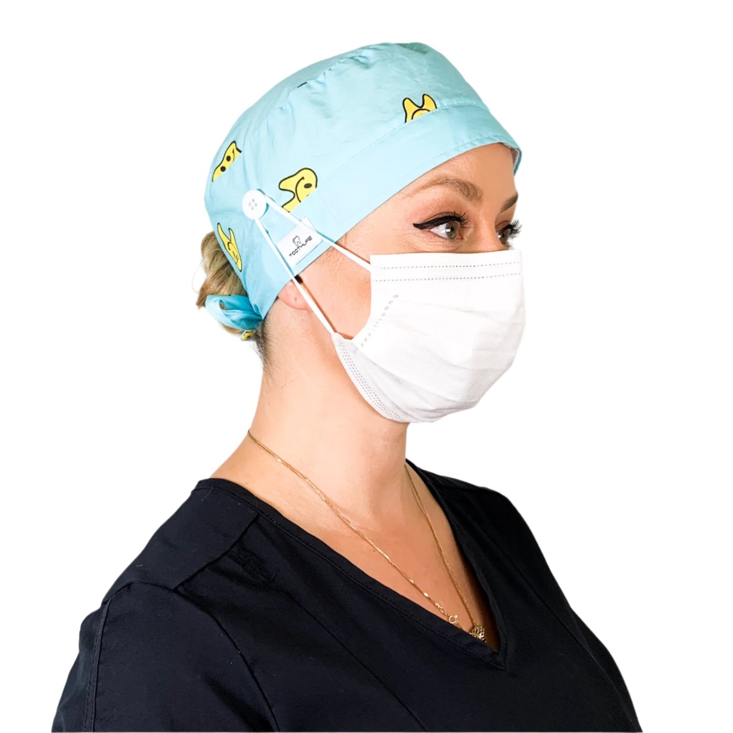 Baby Blue Happy Tooth Scrub Cap