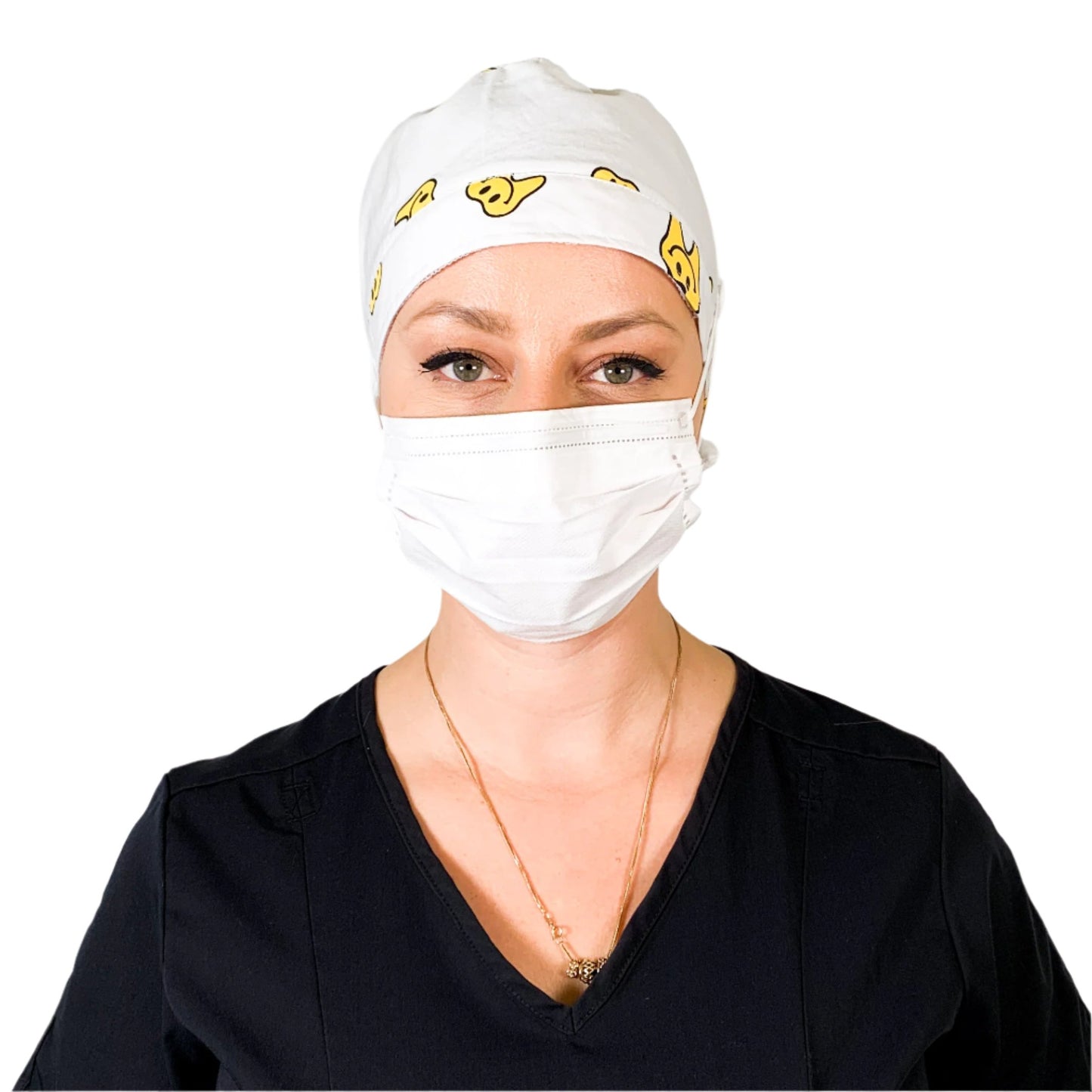 White Happy Tooth Scrub Cap